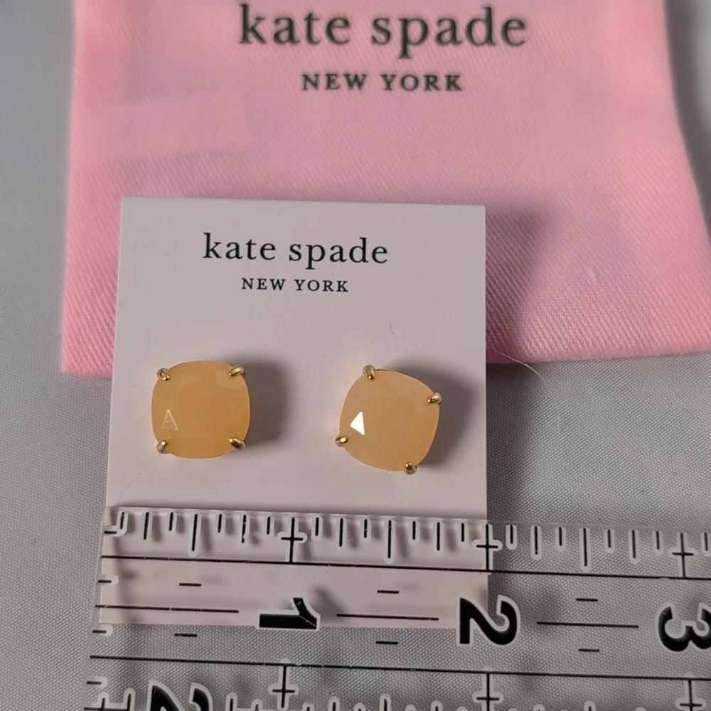 Kate Spade Gold Tone Semi Precious Stone Stud Earrings with Dust Bag